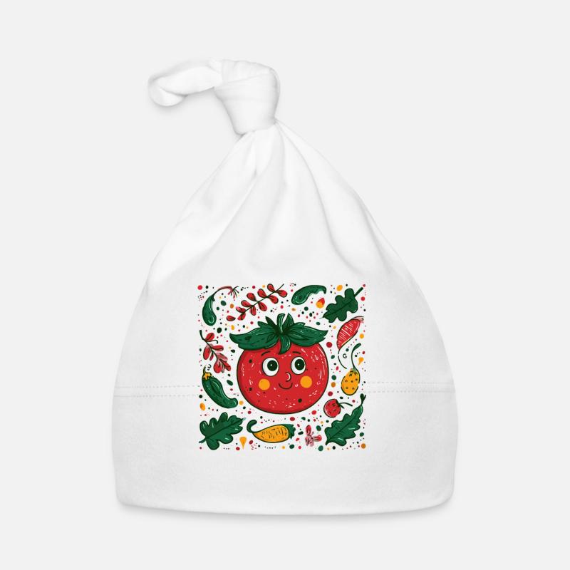Cheerful tomato in garden design Organic Baby Cap