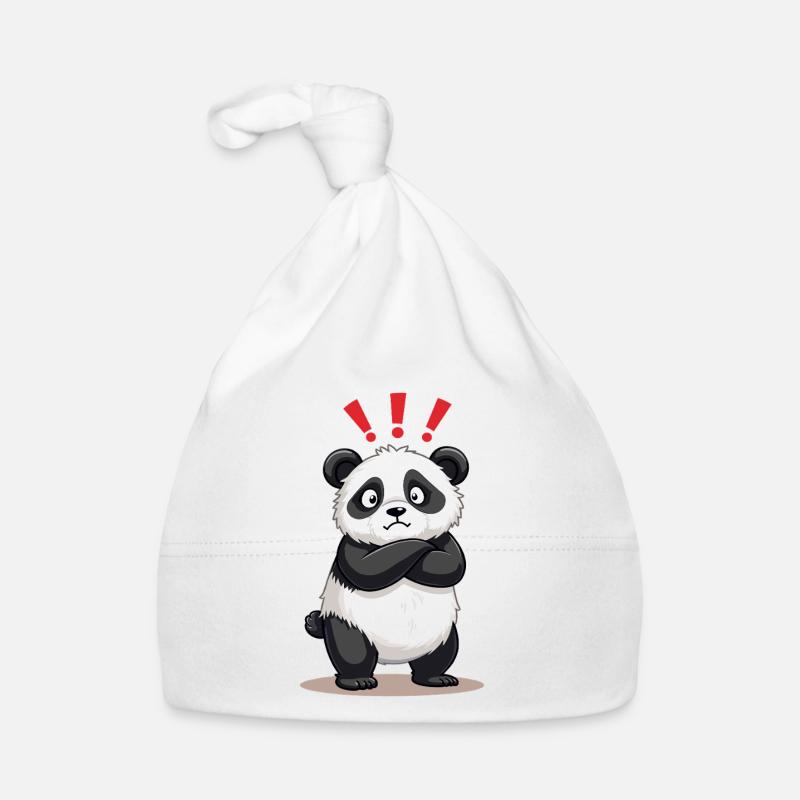Panda sceptique avec humour au point d’exclamation Bonnet bio Bébé