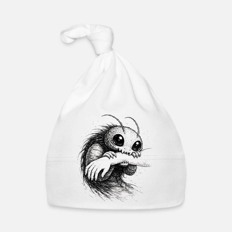 Creepy Cute Creature Illustration Dark Indie Art Organic Baby Cap