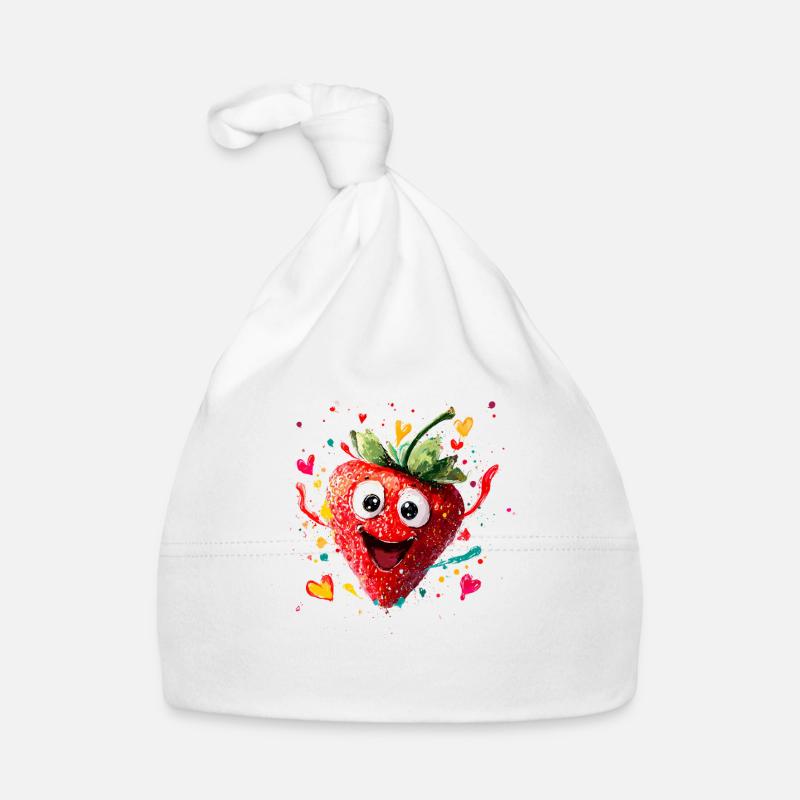 Happy Strawberry Heroine Splatter Organic Baby Cap