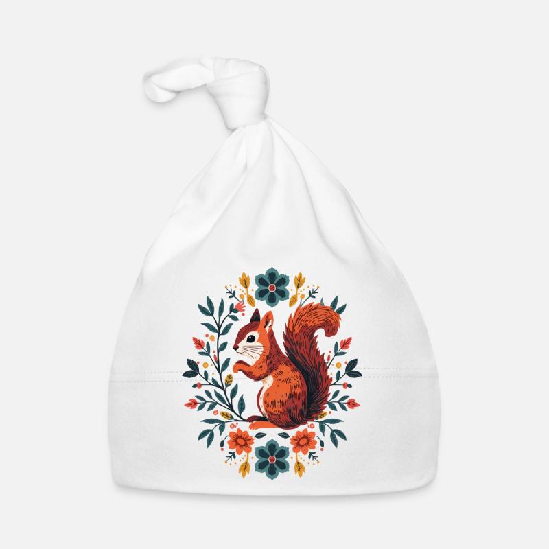Eichhörnchen im Blumenkranz Baby Bio-Mütze