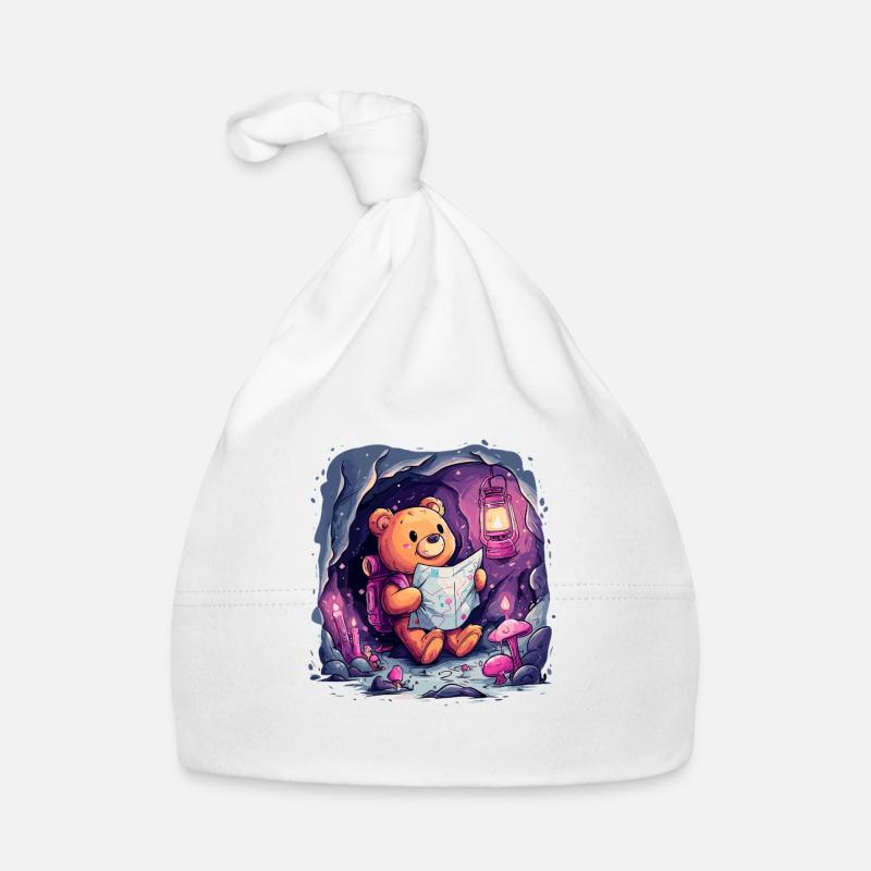 Teddy bear on a discovery tour Organic Baby Cap