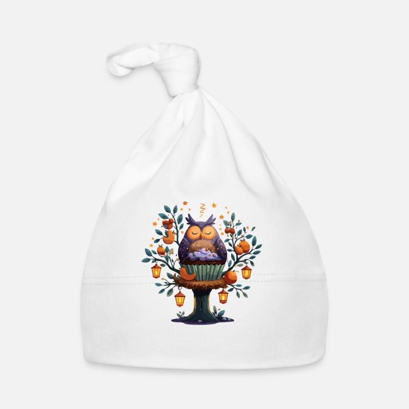 Owls Cake Tree Autumn Magic Organic Baby Cap