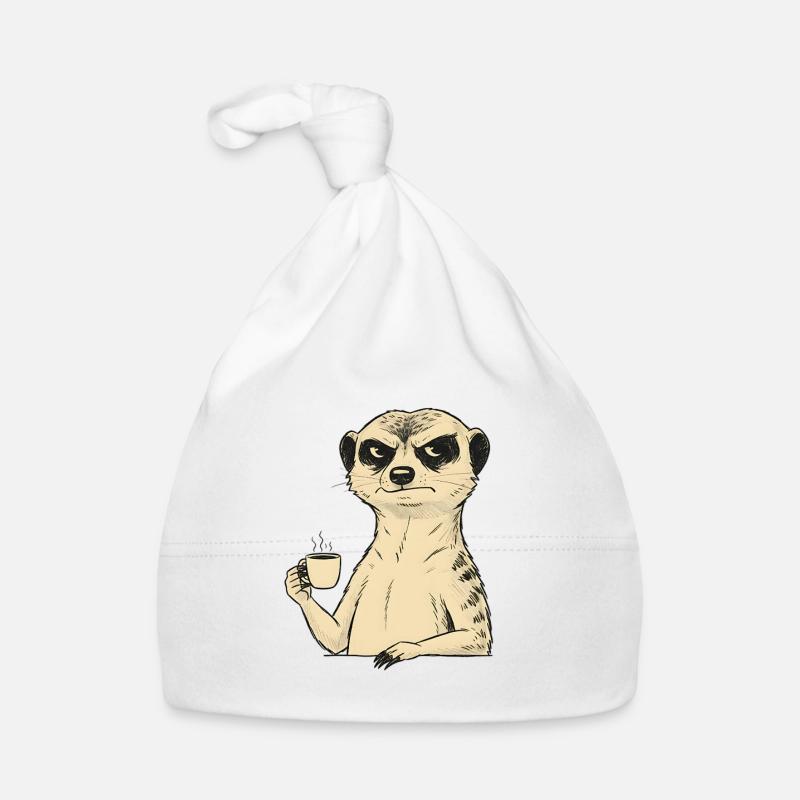 Grumpy Meerkat Coffee Lover – Funny - Organic Baby Cap - white