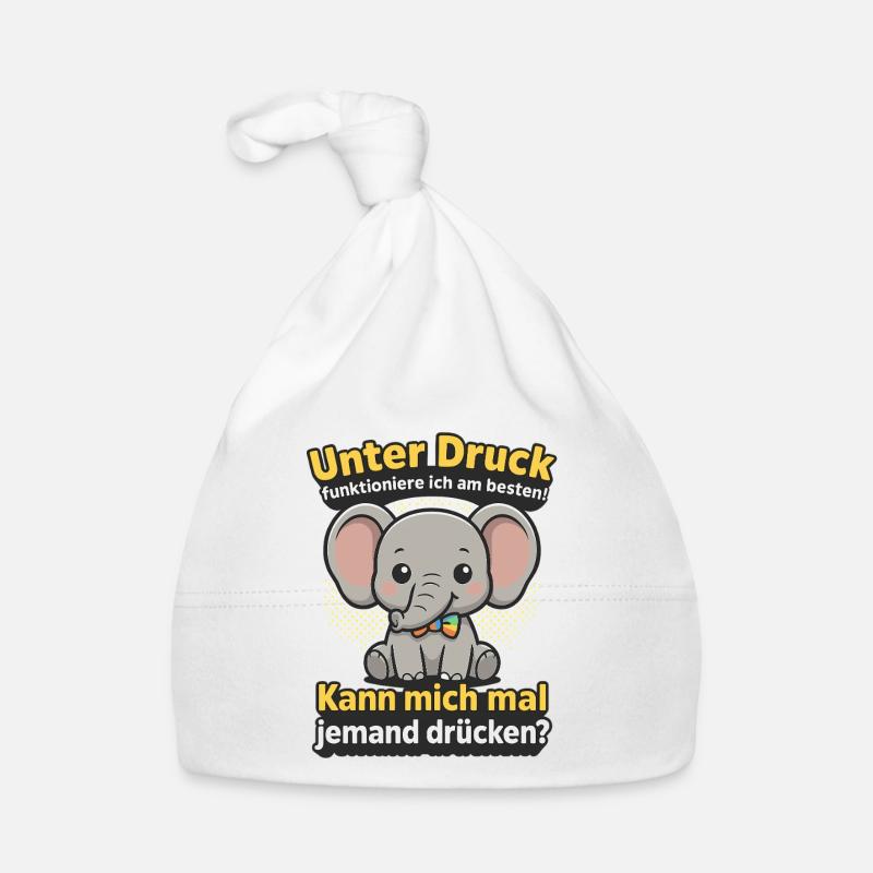 Under pressure elephant, cuddle me saying Organic Baby Cap