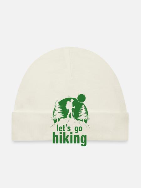 Let's go hiking mountaineer hiker silhouette - Organic Baby Cap - white - Front