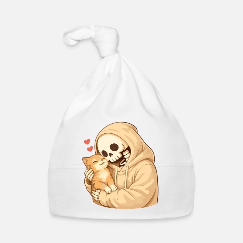 Cozy skeleton with cat – security Organic Baby Cap