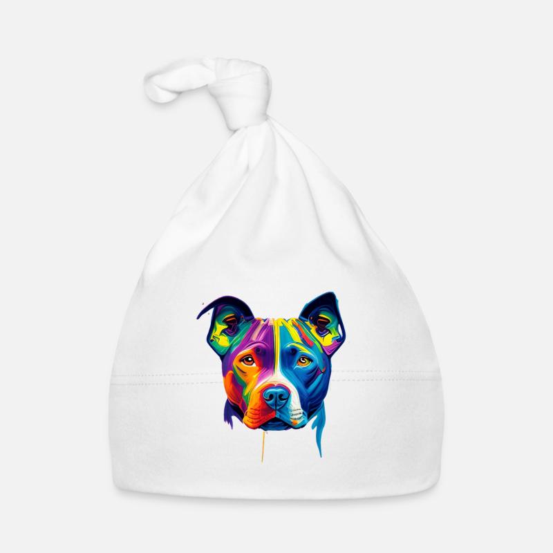 Bunte Pitbull-Hunde-Gesichtsmaler-Splatter-Kunst Baby Bio-Mütze