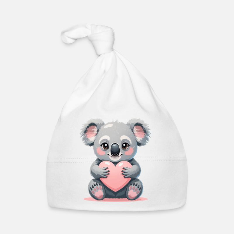 Cuddly koala with a heart Organic Baby Cap