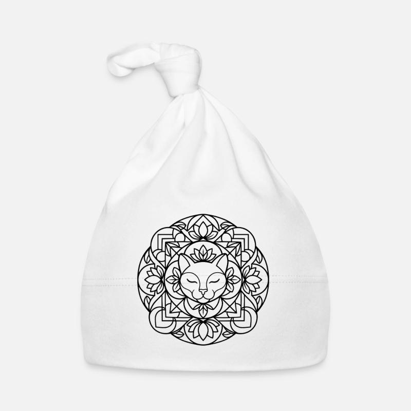 Kattenmandala met harmonieuze versiering Bio-muts voor baby's