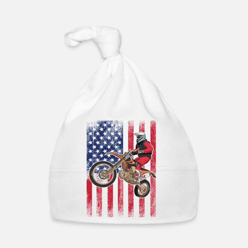 Dirt Biking USA Flag  Organic Baby Cap