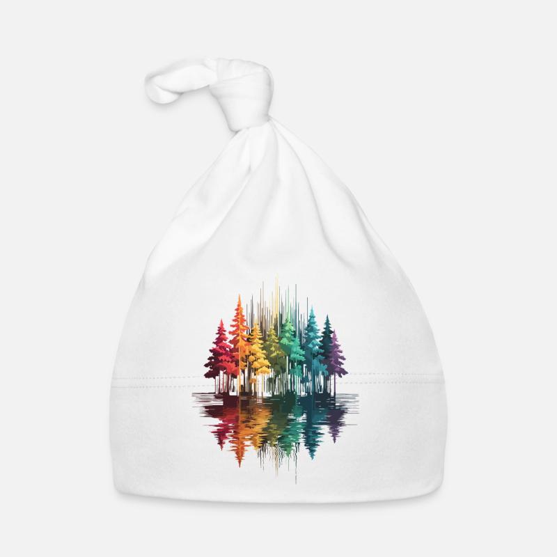 Trees, Forest, Nature, Wilderness, Outdoor, Reflection Organic Baby Cap