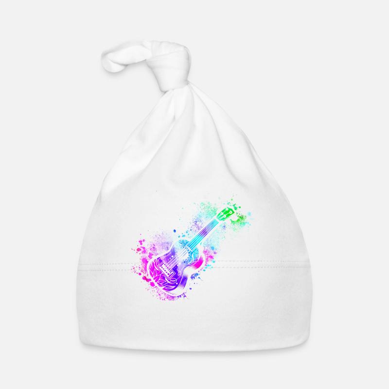 Aquarelle ukulélé hawaïen Bonnet bio Bébé