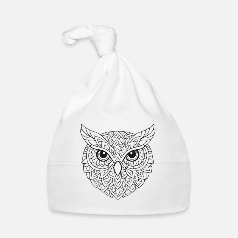 Mandala Eulen Ornament Baby Bio-Mütze