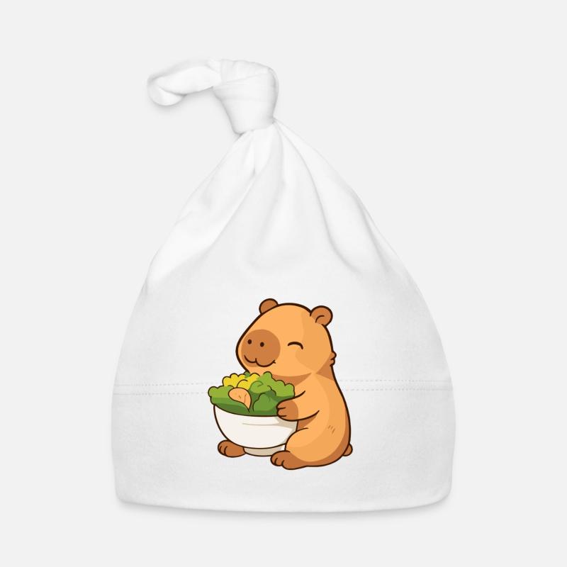 Capybara avec salade – détendue et mignonne Bonnet bio Bébé