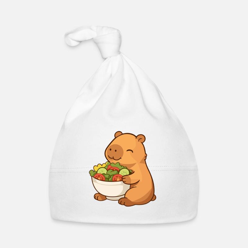 Capybara avec saladière colorée Bonnet bio Bébé