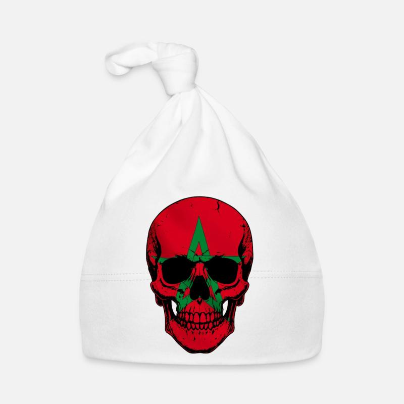 Moroccan Skull - Crâne avec le drapeau du Maroc Bonnet bio Bébé