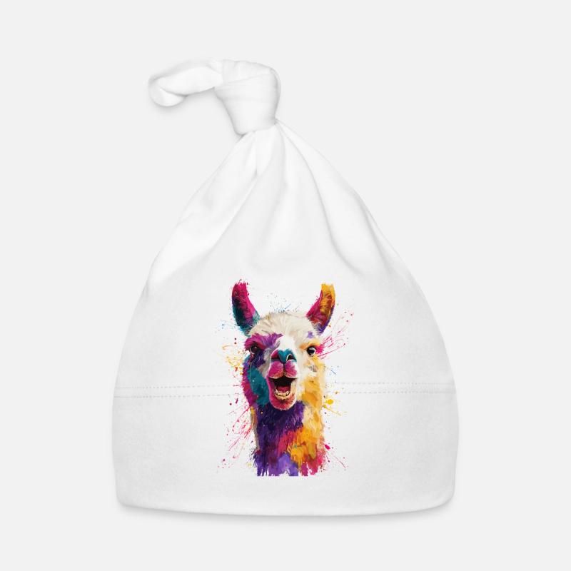Colorful Llama Explosion Organic Baby Cap