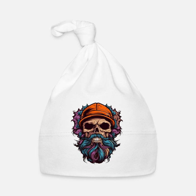 Totenkopf mit Bart Baby Bio-Mütze