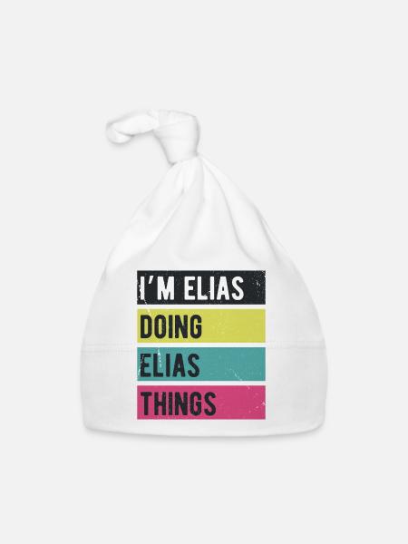 I’m Elias Doing Elias Things Retro Colors - Organic Baby Cap - white - Front