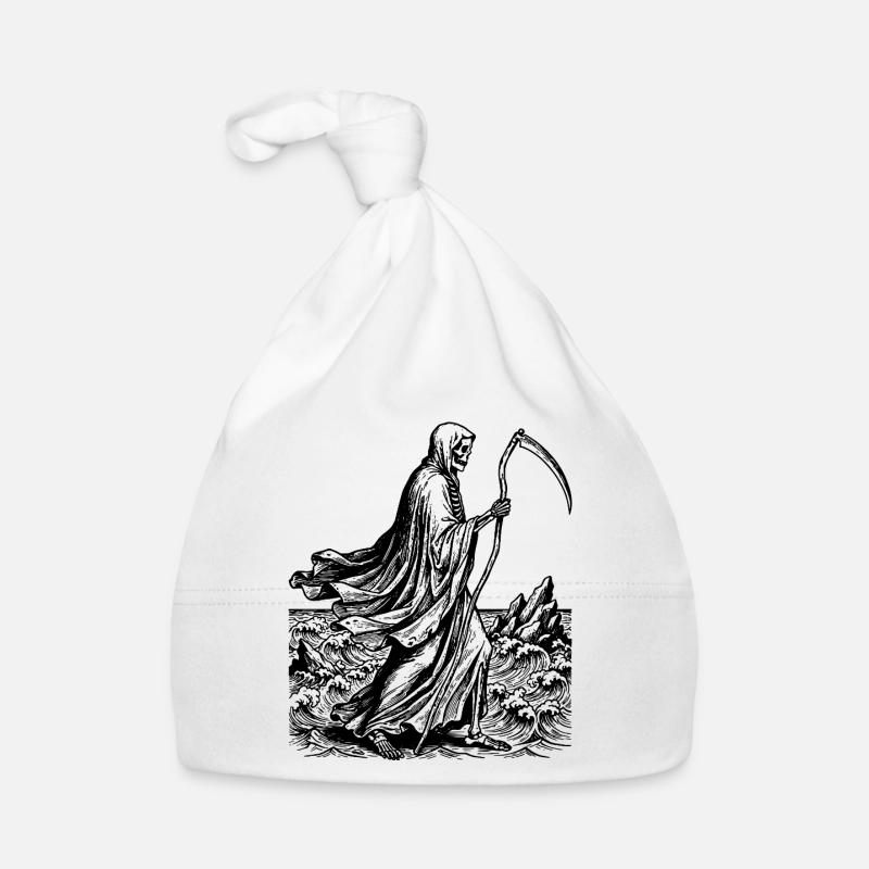 Sensenmann mit Sense am Meer Baby Bio-Mütze