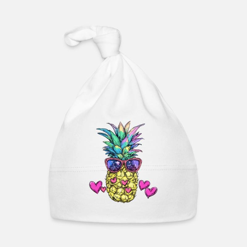 Colorful pineapple with sunglasses Organic Baby Cap