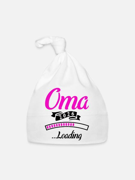 Oma 2026 Loading  - Baby Bio-Mütze - Weiß - Vorne