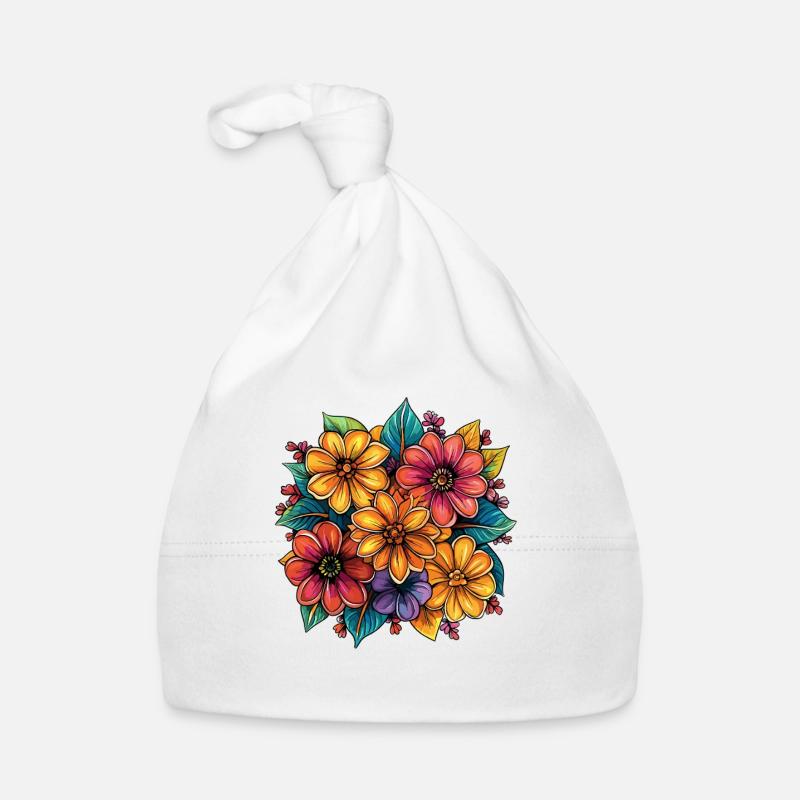 Vibrant Floral Colors Design Organic Baby Cap