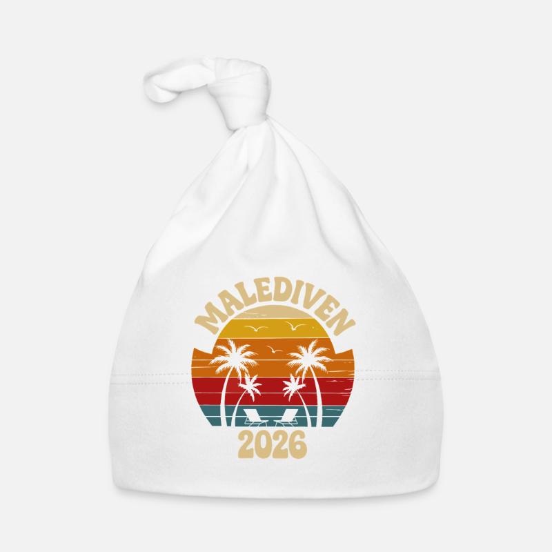 Malediven 2026 Retro Palmen Baby Bio-Mütze