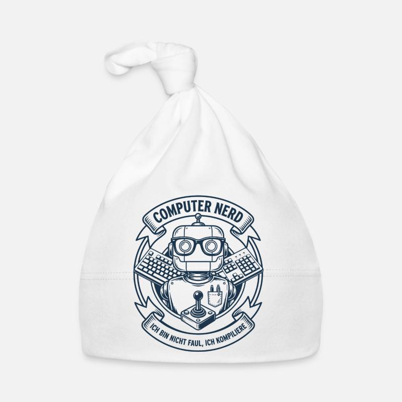 Computer Nerd Roboter Logo Baby Bio-Mütze