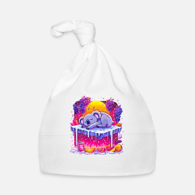Schlafender Koala auf Neon Eiscreme Baby Bio-Mütze