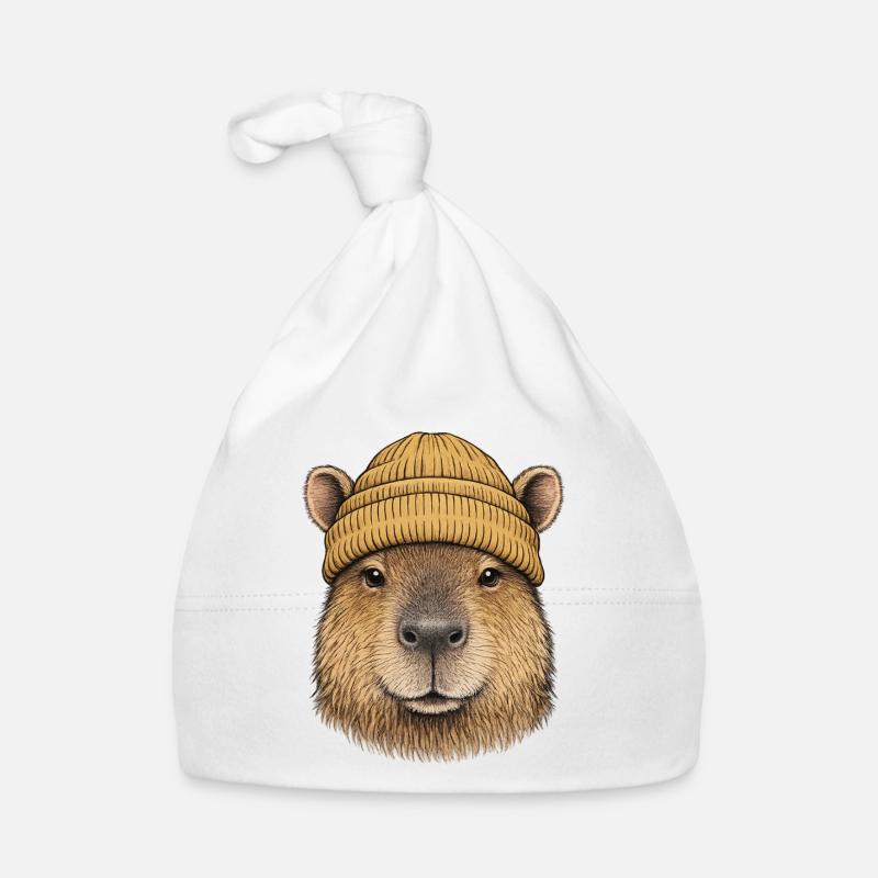 Capybara avec coiffe Bonnet bio Bébé
