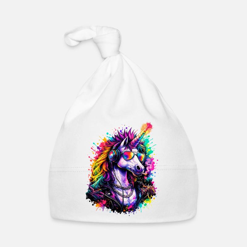DJ licorne cool avec casque Bonnet bio Bébé