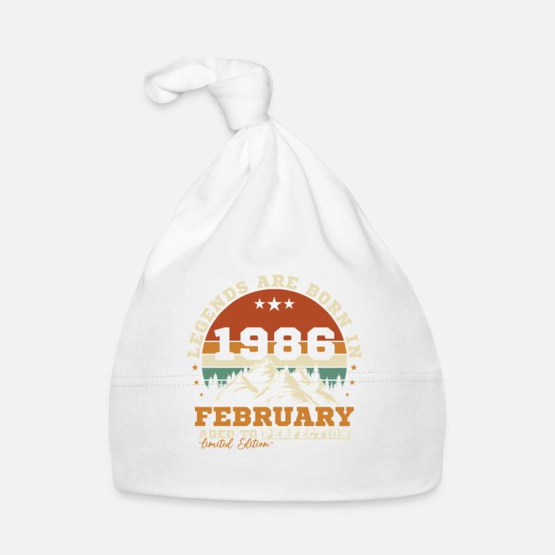 Février 1986 Vintage Retro Cadeau d'anniversaire - Bonnet bio Bébé - blanc