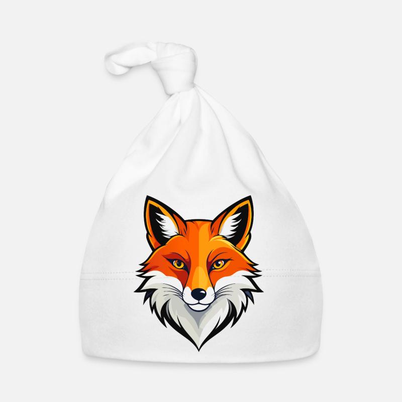Bold Fox Head Illustration Red Fox Head Motif Organic Baby Cap