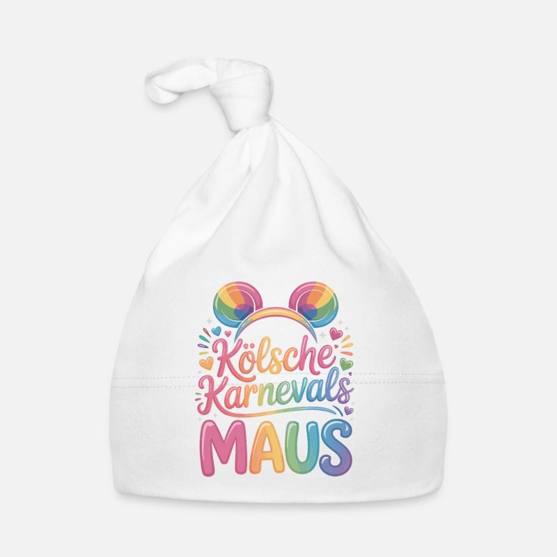 Kölsche Karnevalsmaus Karneval Köln Kölner Maus - Baby Bio-Mütze - Weiß