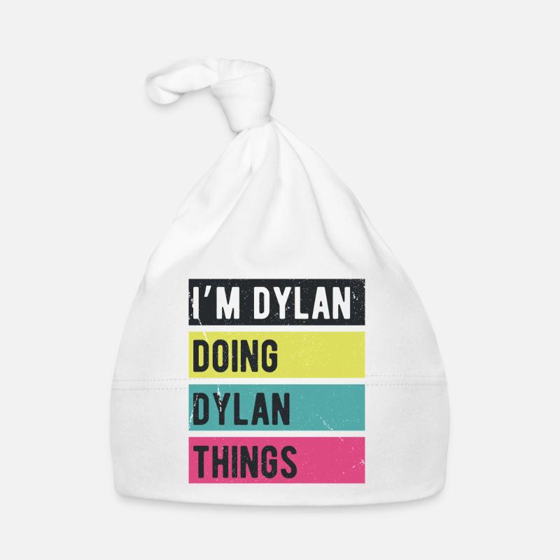 Je suis Dylan qui fait des choses de Dylan Couleurs rétro Bonnet bio Bébé