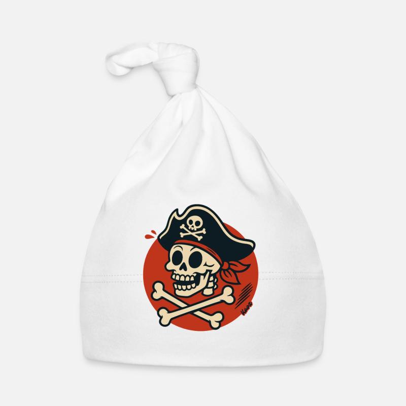 Pirate skull with bone Organic Baby Cap