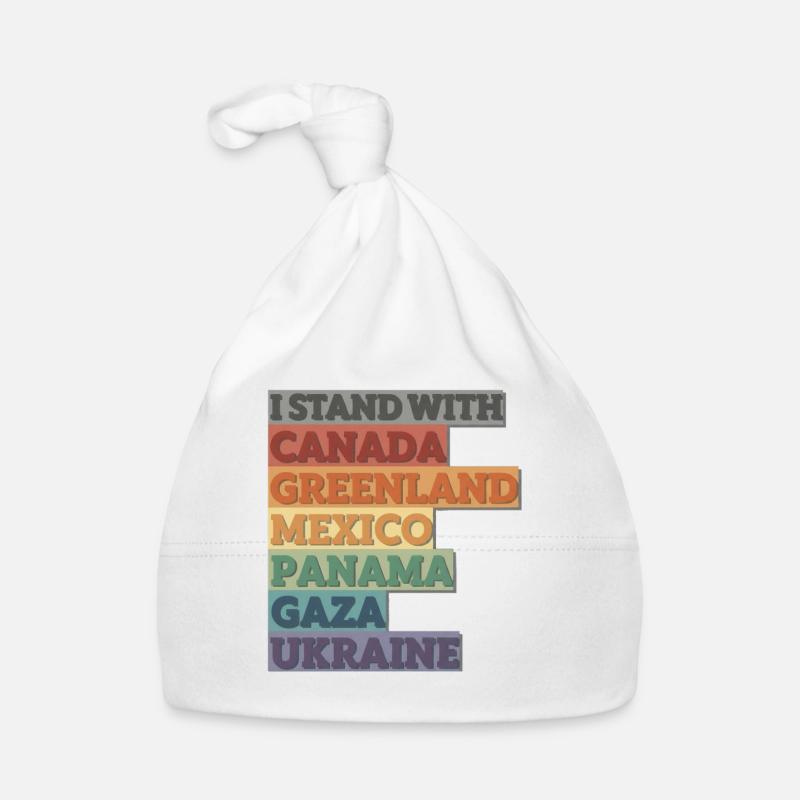 Solidarité avec le Canada, le Groenland, Gaza, l’Ukraine - Bonnet bio Bébé - blanc