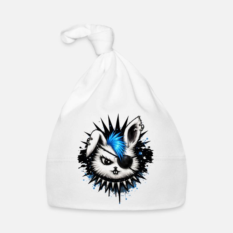 Punk rabbit with mohawk and eyepatch Organic Baby Cap