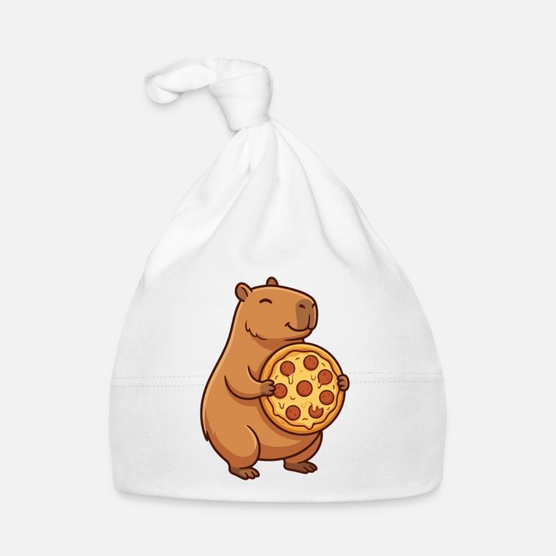 Capybara avec pizza Bonnet bio Bébé