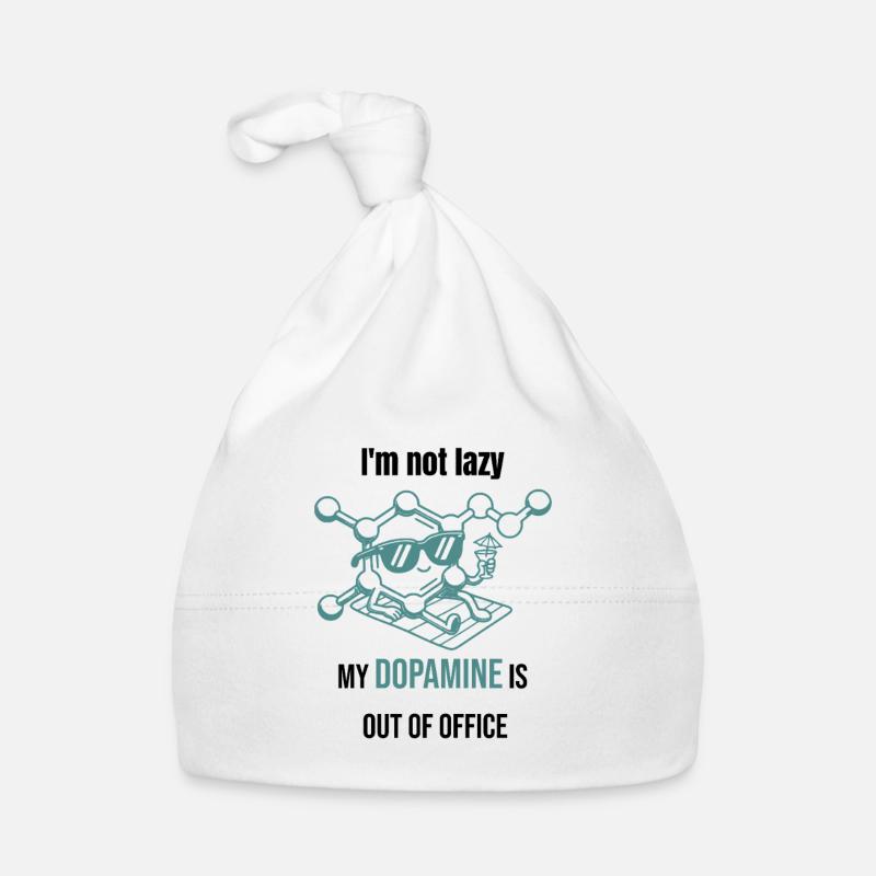 Dopamine Molecule - I'm Not Lazy - Organic Baby Cap - white