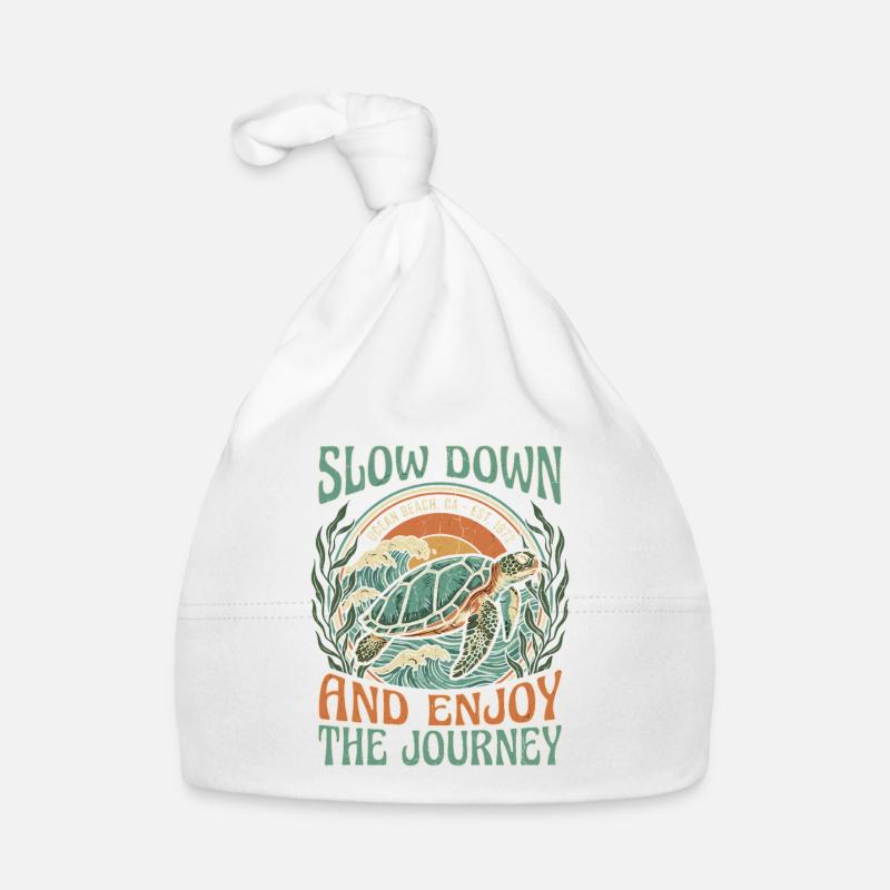Travel Slowly – Turtle by the Ocean Organic Baby Cap