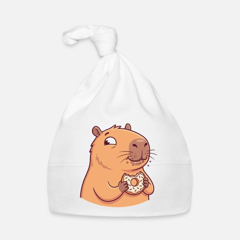 Capybara mit Donut lustiges süßes Tiermotiv Baby Bio-Mütze
