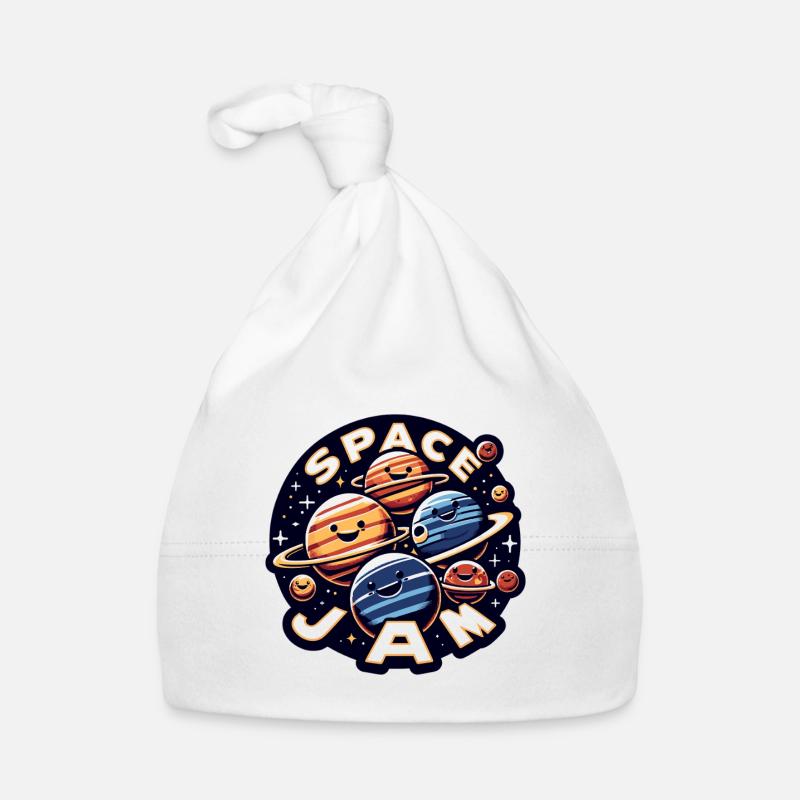 Laughing planets in space Organic Baby Cap