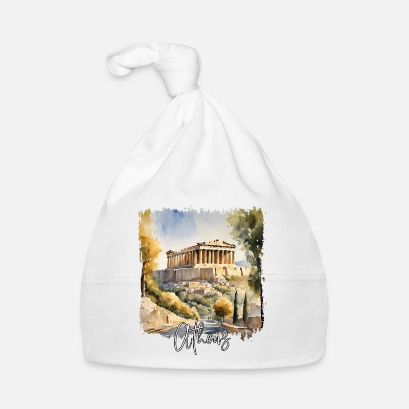 Aquarelle d’Athènes, Athènes Grèce Bonnet bio Bébé
