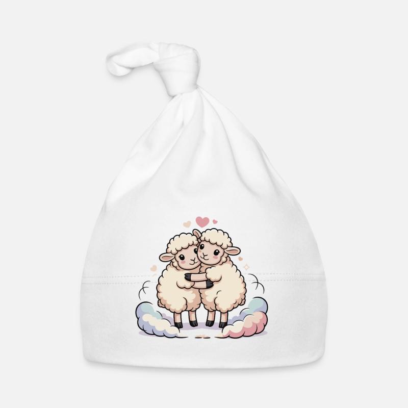 Schaf Paar Herz Baby Bio-Mütze