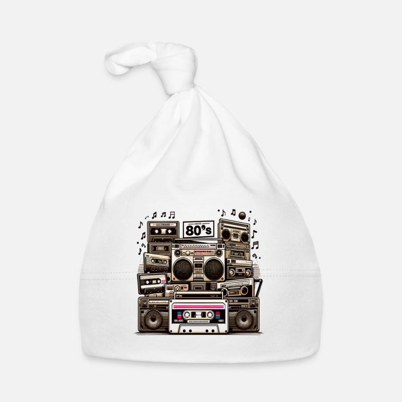 Cassette Era Boombox Collage Organic Baby Cap