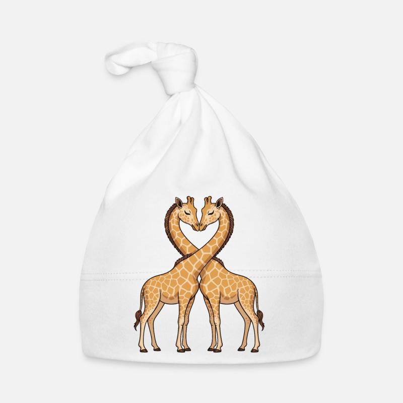 Duo girafe en forme de cœur Bonnet bio Bébé