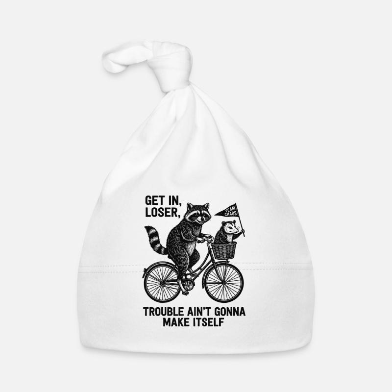Équipe perdante du Chaos – Raccoon & Opossum - Bonnet bio Bébé - blanc